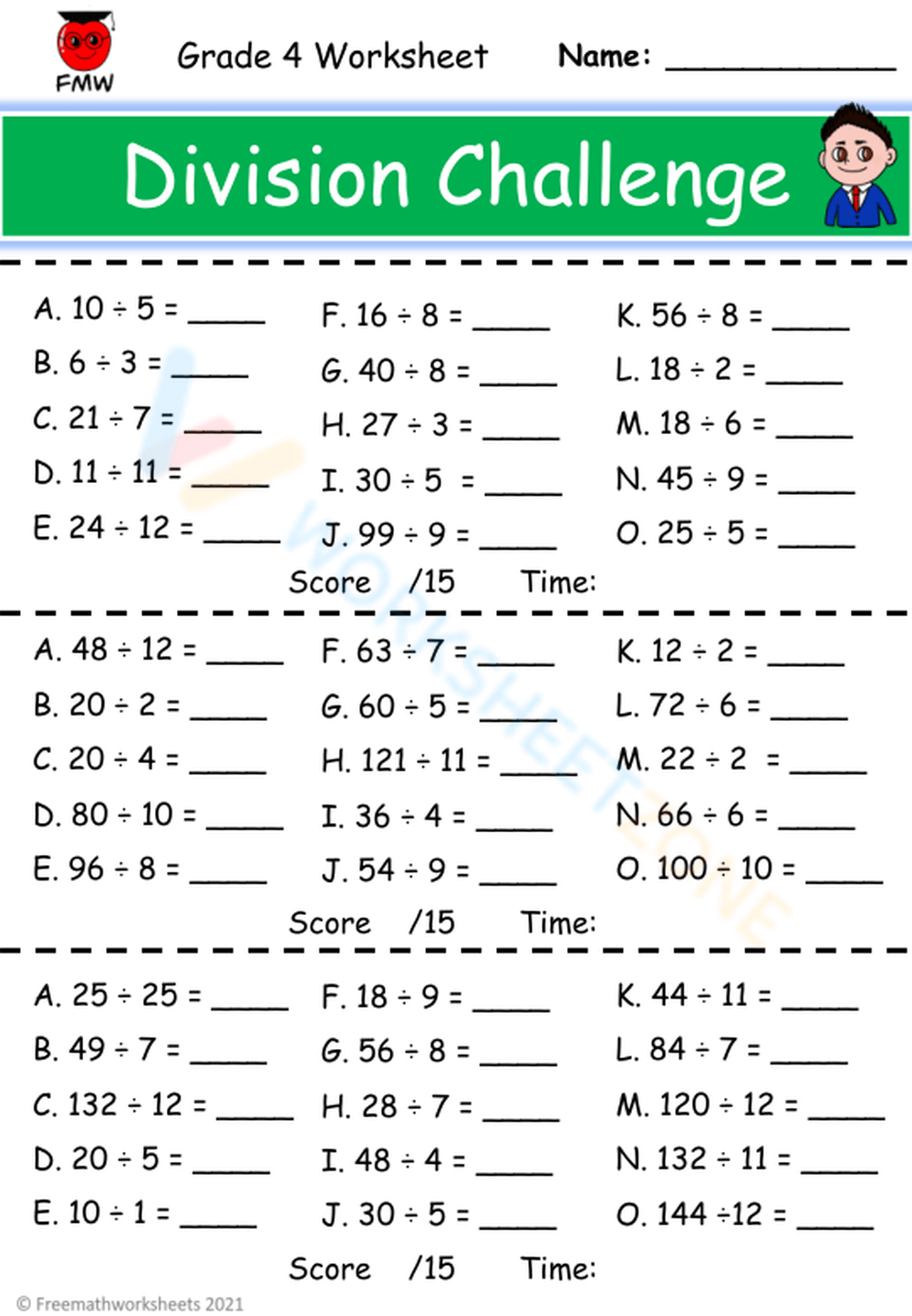 Division Challenge 6 Worksheet Worksheets Library