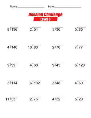 Division Challenge: Level 3 | Interactive Worksheet 