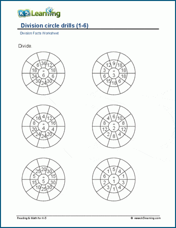 Circle drills (division) 1-10 worksheets | Worsheets library