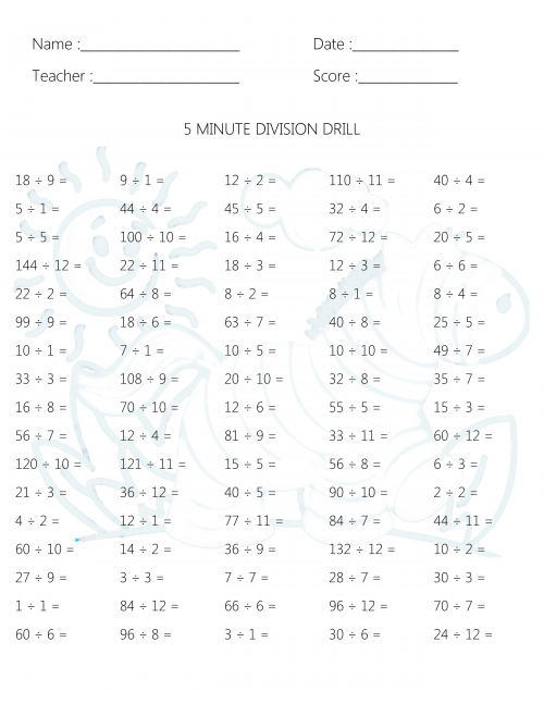 5 Minute Mental Division Drill # 1 - KidsPressMagazine.com