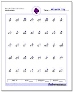 division facts worksheet