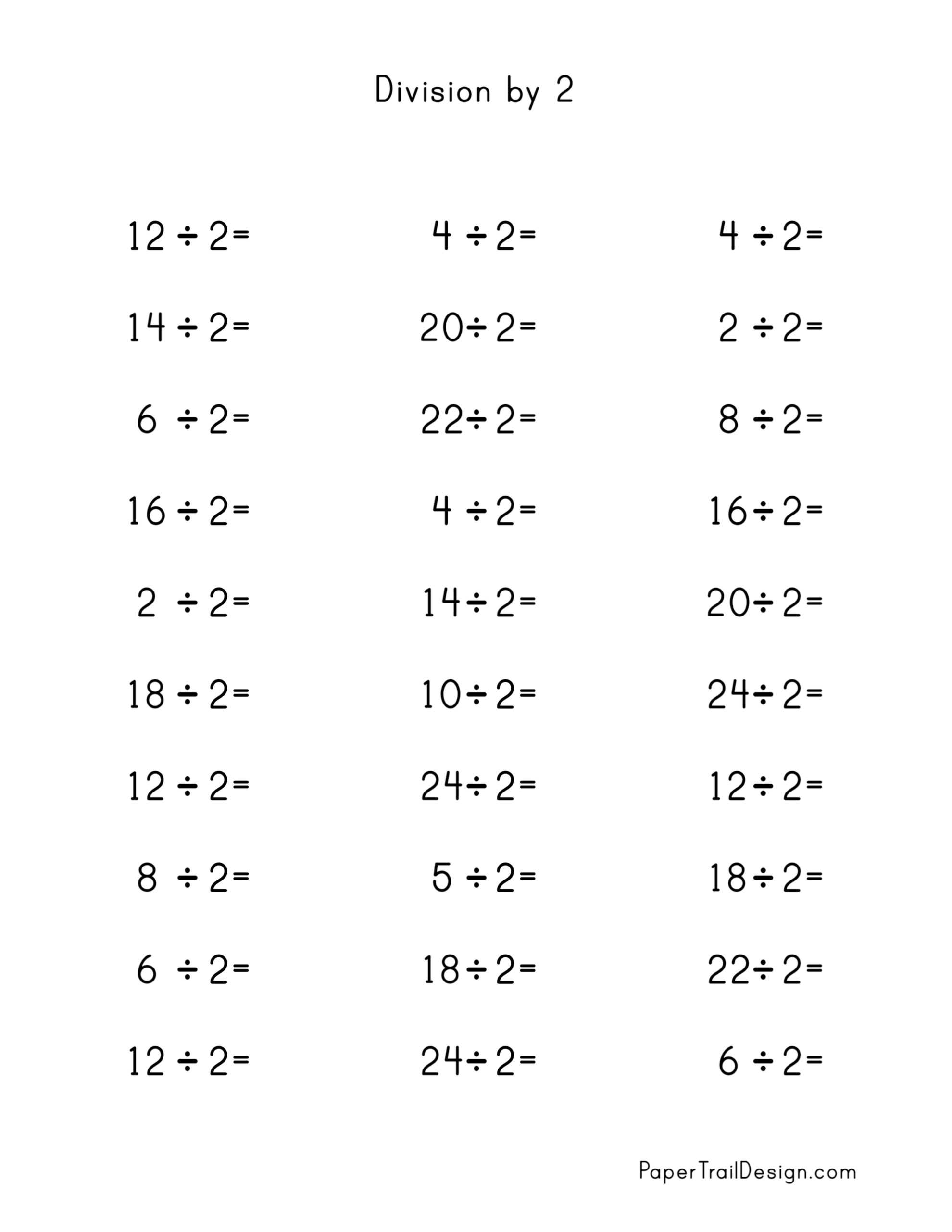 division facts worksheet