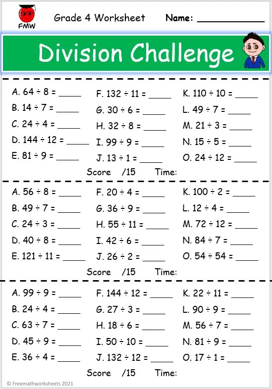 division for 3rd graders worksheet