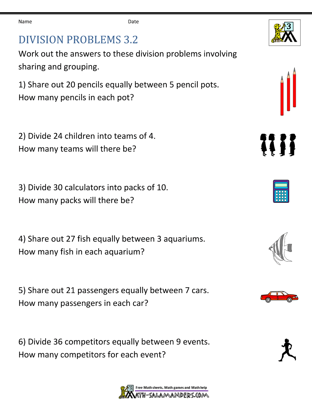 division for 3rd graders worksheet