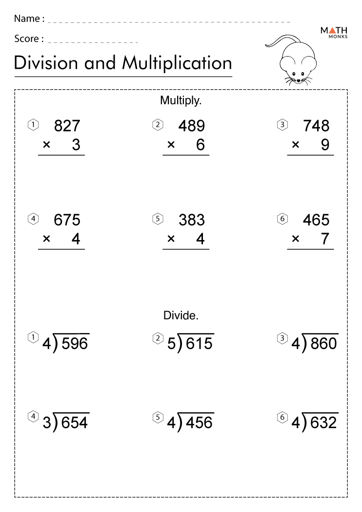 Multiplication and Division Worksheets with Answer Key