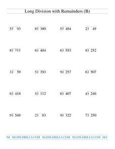 Long Division with Remainders (B) Lesson Plan for 4th Grade ...