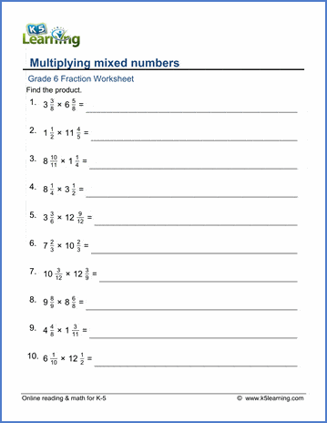 Grade 6 Multiplication and Division of Fractions Worksheets - free ...