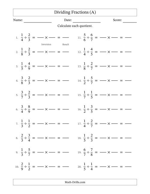 division fraction worksheet