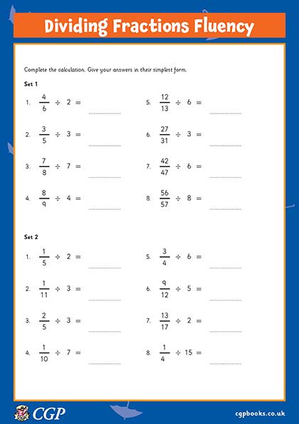 Dividing Fractions Fluency (Year 6) | CGP Plus