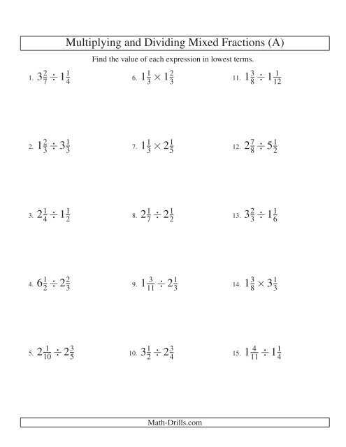 division fraction worksheet