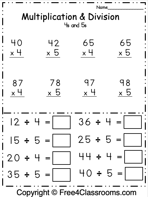Free Multiplication and Division Math Worksheet - Free Worksheets ...