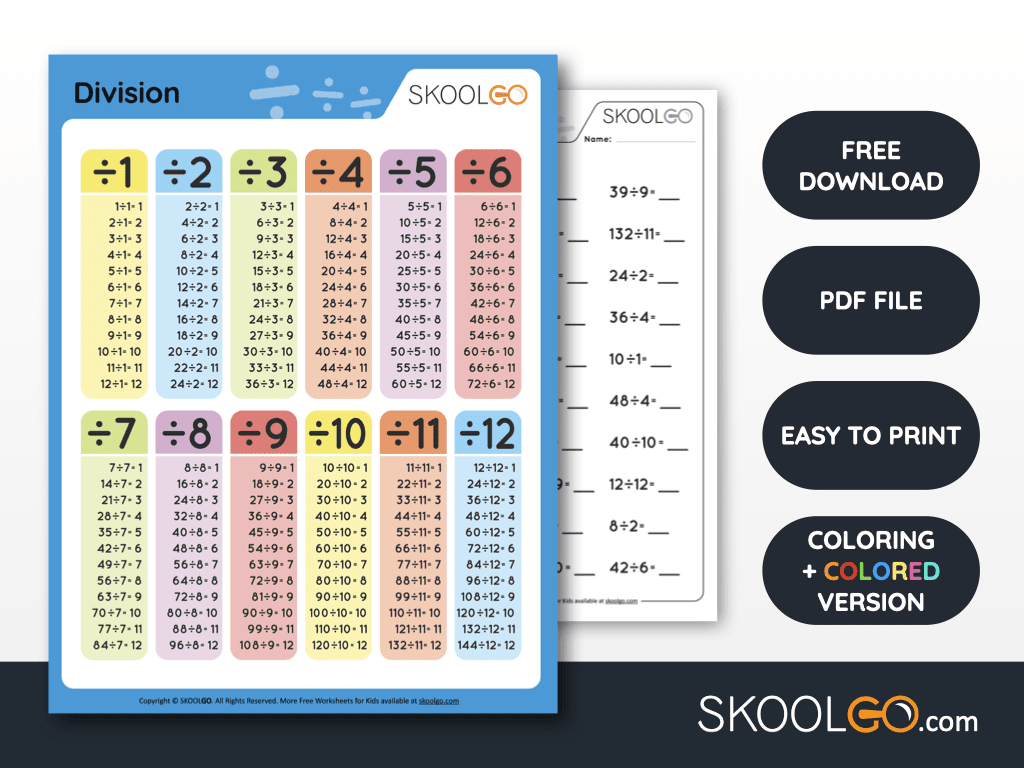 Division - Free Worksheet - SKOOLGO