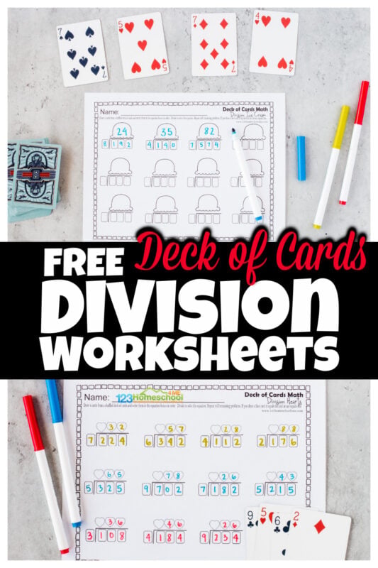 ? FREE Deck of Cards Printable Division Worksheets