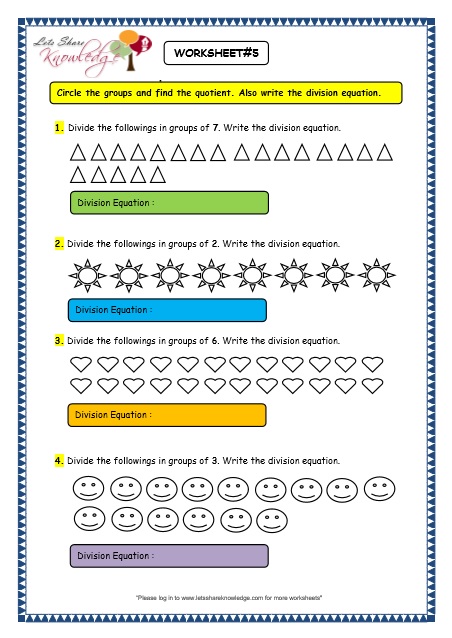 Grade 3 Maths Worksheets: Division (6.2 Division by Grouping ...