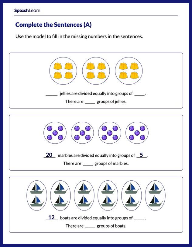 Represent Equal Sharing - Math Worksheets - SplashLearn