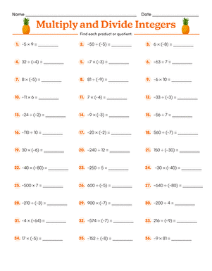 Multiply and Divide Integers | Interactive Worksheet 