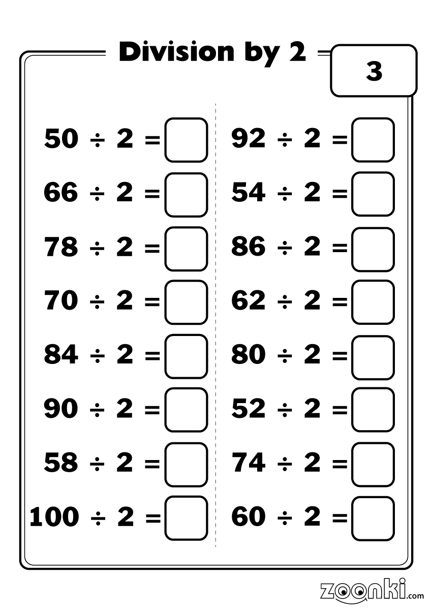Maths worksheets - division - zoonki.com