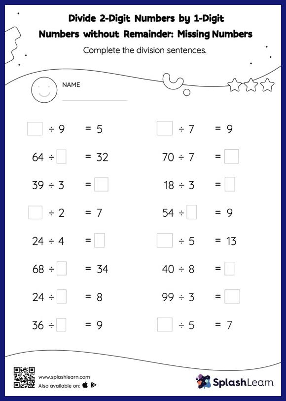 Division Worksheets for 4th Graders Online - SplashLearn