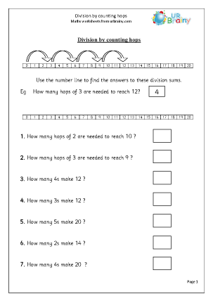 Division Maths Worksheets for Year 3 (age 7-8) - URBrainy.com