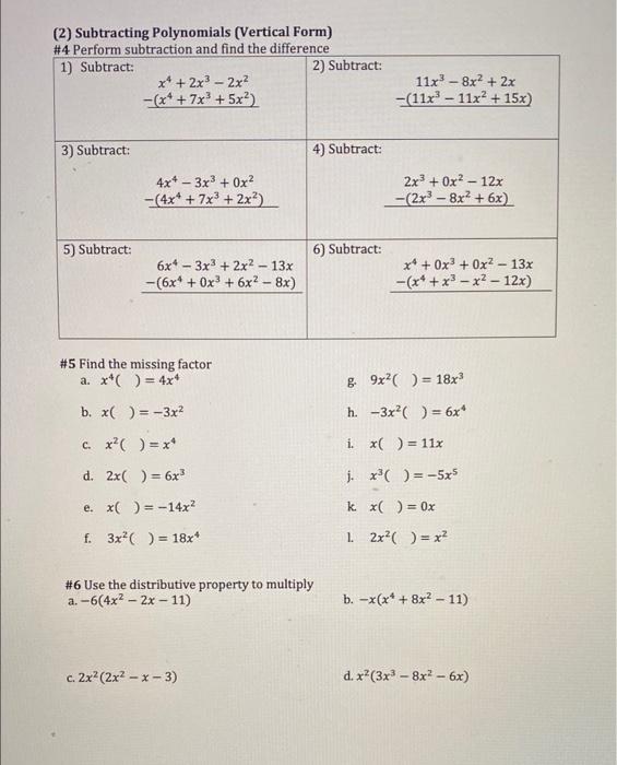 division of polynomials by monomials worksheet