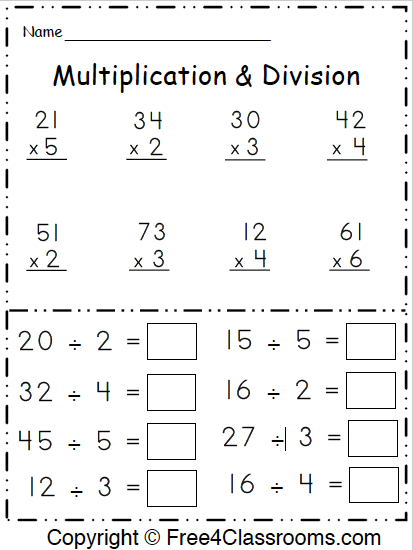Free 3rd Grade Math Multiplication and Division Worksheet - Free ...