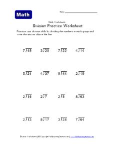 Division Practice Worksheet Worksheet for 4th - 5th Grade | Lesson ...