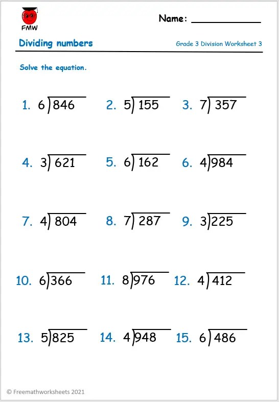 Grade 3 Division Worksheets | Free Worksheets | Printables