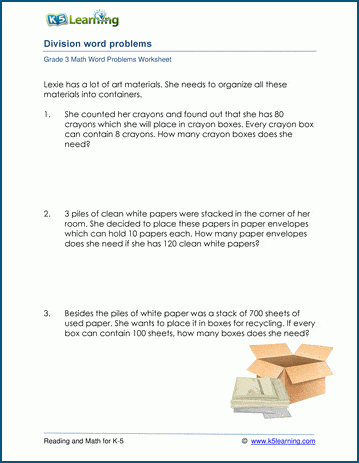 Division Word Problems for 3rd Grade | Worsheets library