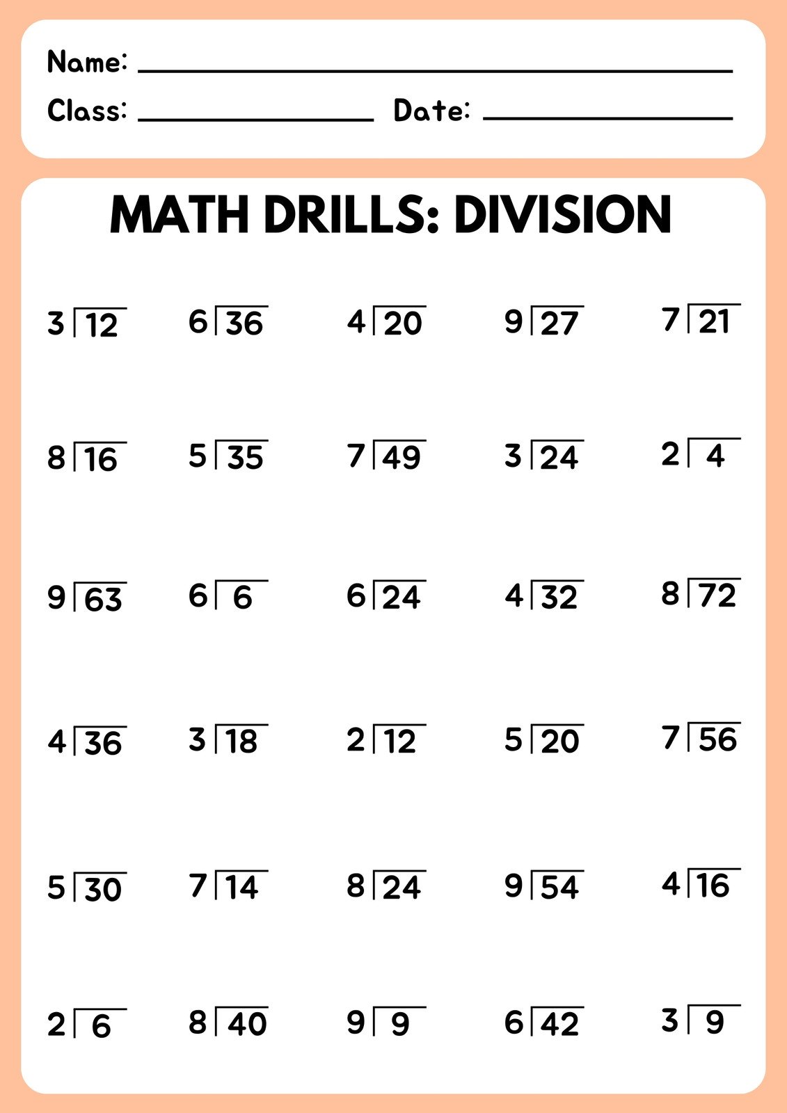 Free to edit and print division worksheet templates 