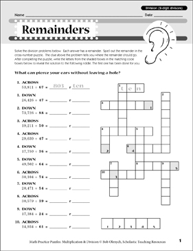 Remainders: Division Puzzle | Printable Skills Sheets, Games and ...