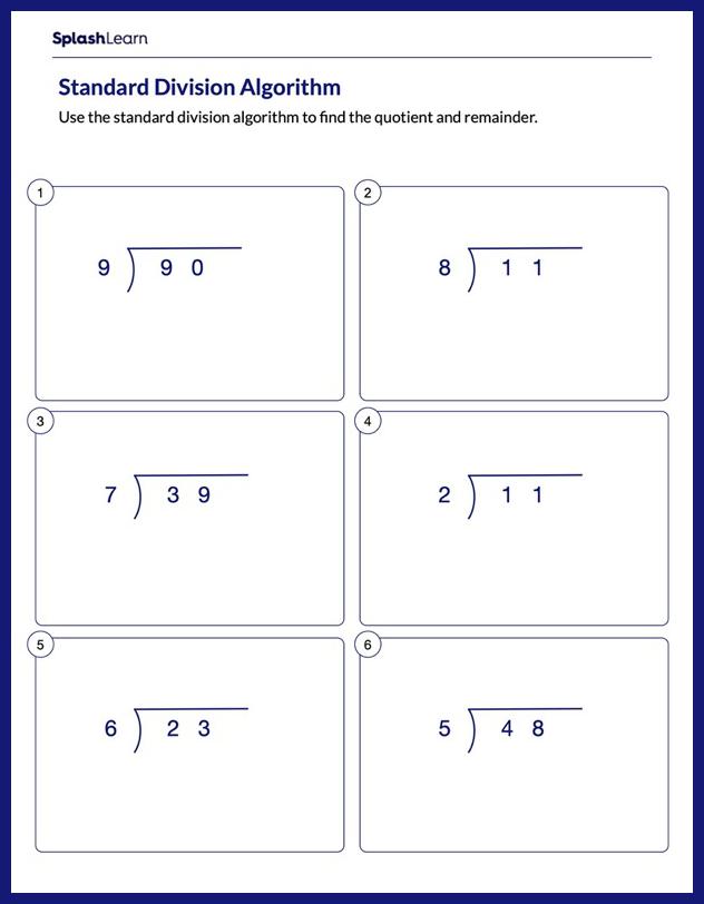 division remainder worksheet