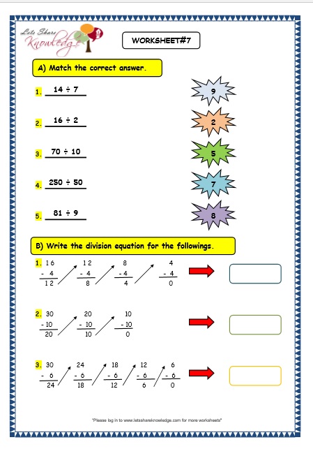 Grade 3 Maths Worksheets: Division (6.1 Division by Repeated ...
