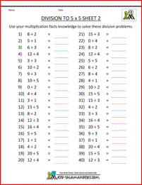 Division Facts Worksheets