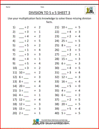 Division Facts Worksheets