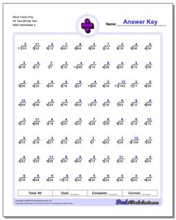 division timed test worksheet