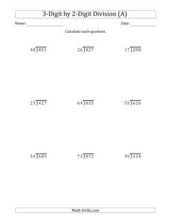 division with 2 digit divisor worksheet