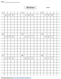Dividing 2-digit by 1-digit Numbers Worksheets