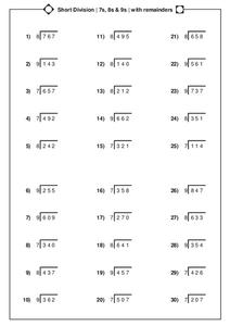 Division with Remainders Worksheet for 4th Grade | Lesson Planet