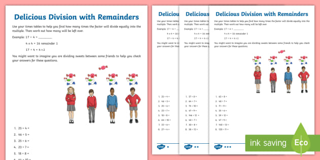 division with a remainder worksheet