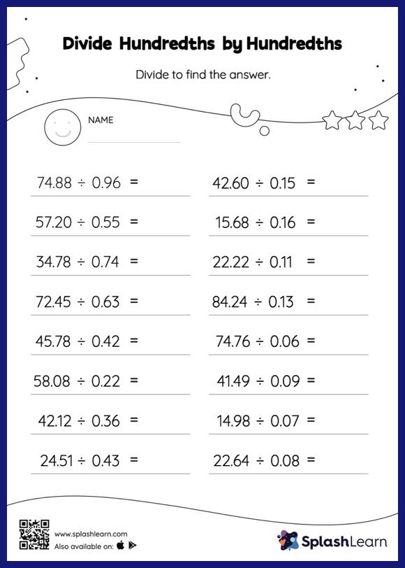 division with decimal remainders worksheet