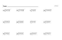 division with decimal remainders worksheet