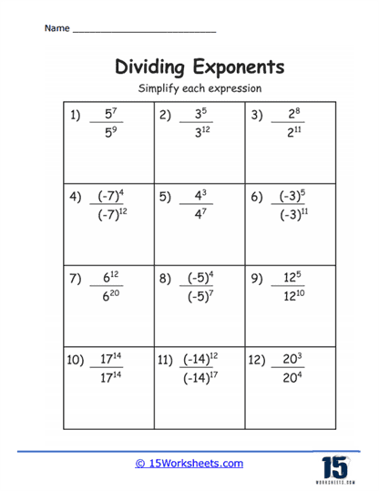 Exponent Division Worksheets - 15 Worksheets Library