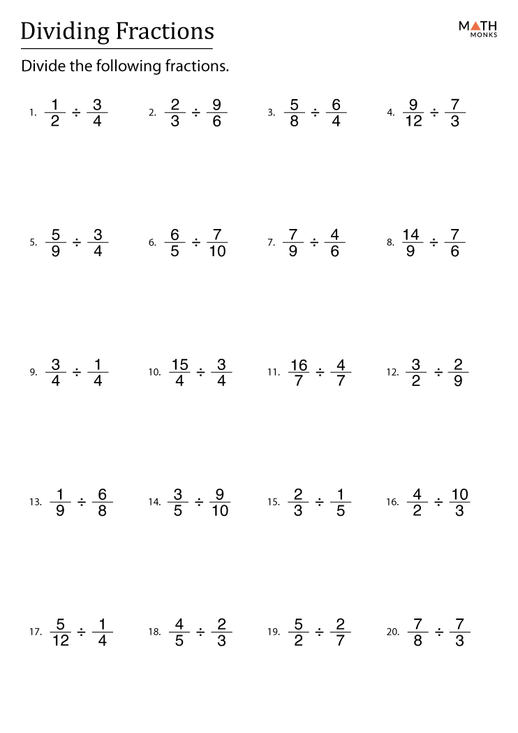 division with fractions worksheet