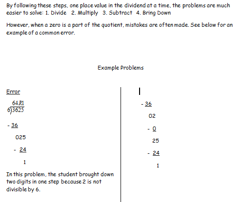 Long Division with zeros in quotient worksheet with answer key ...