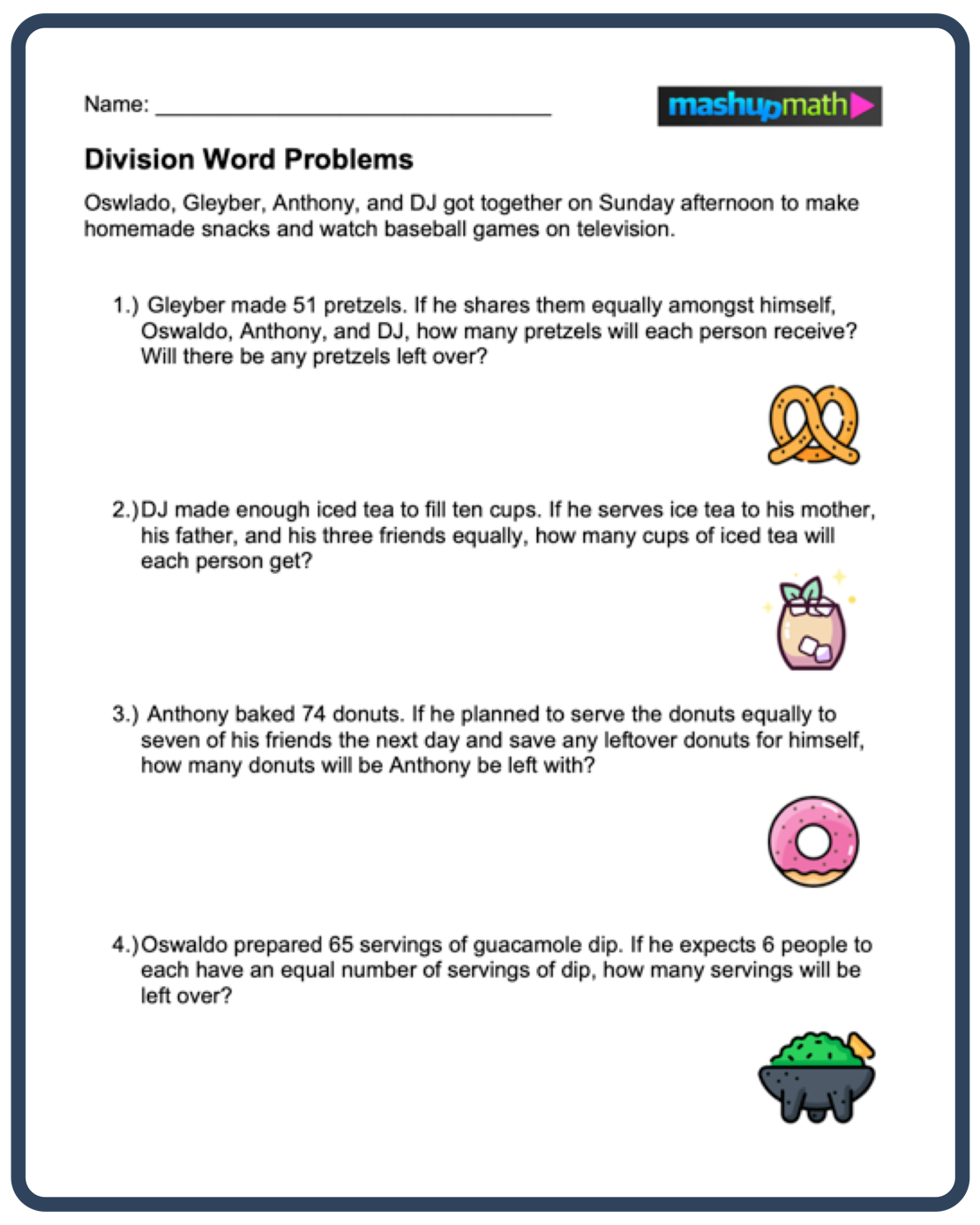 Division Word Problems—Free Worksheets for Grades 3-5 — Mashup Math
