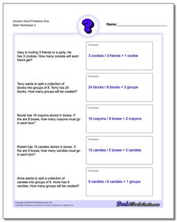 division word problems worksheet grade 3