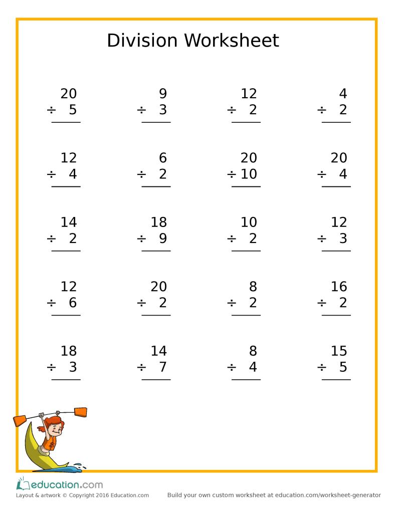 Maths Division Worksheets for Kids - In The Playroom