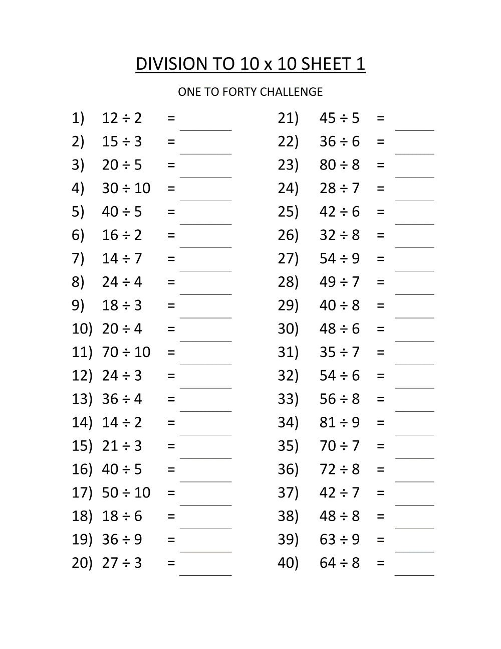 3rd Grade Division Worksheets - Best Coloring Pages For Kids