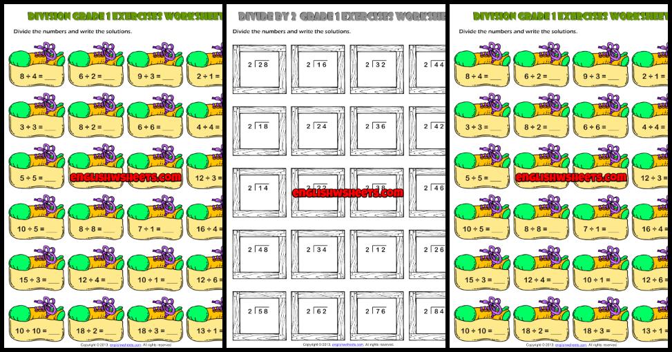 division worksheet for 1st grade