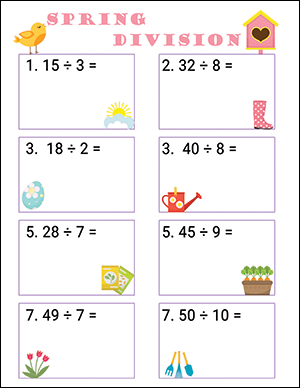 division worksheet for 1st grade